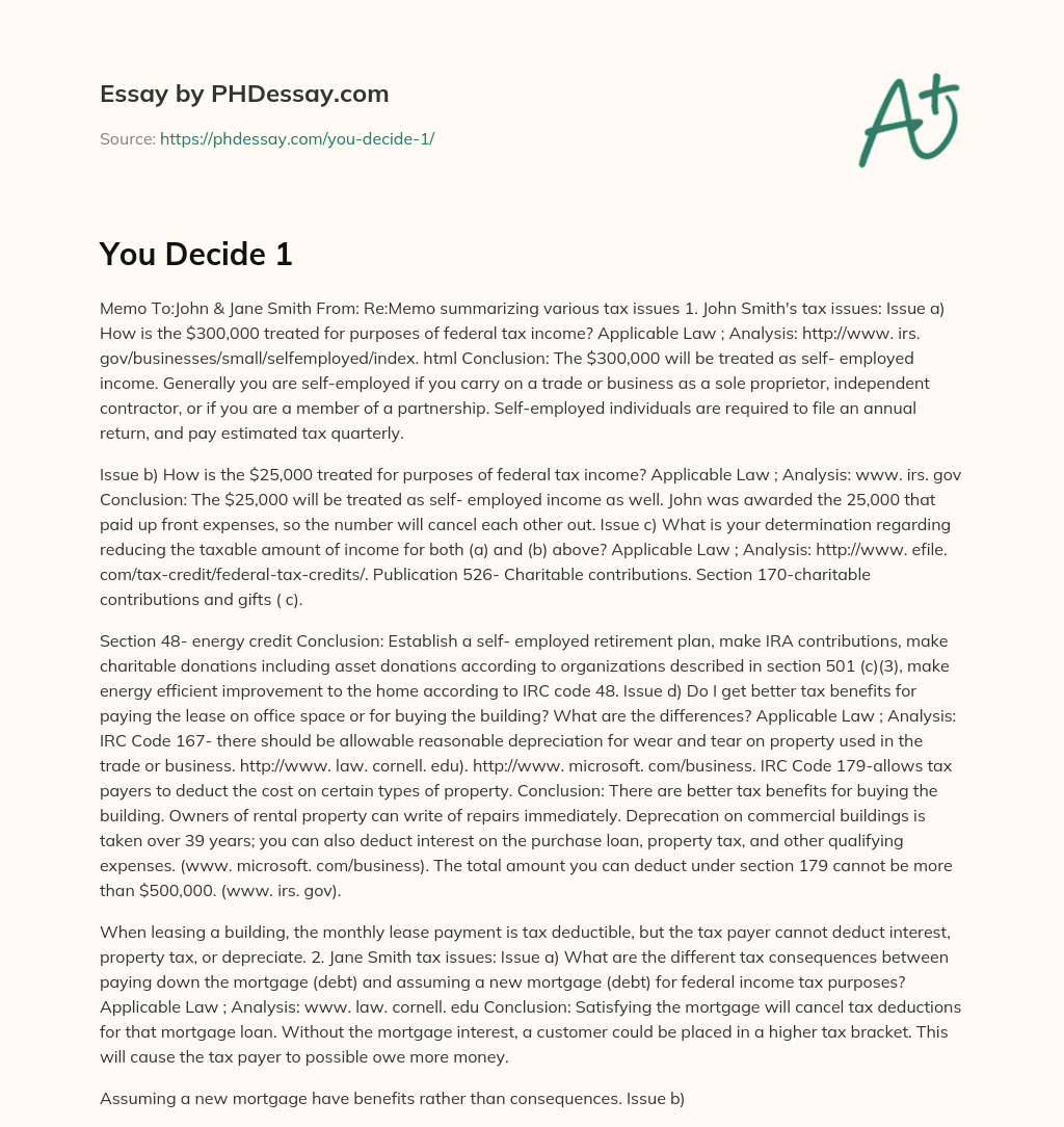 You Decide 1 essay