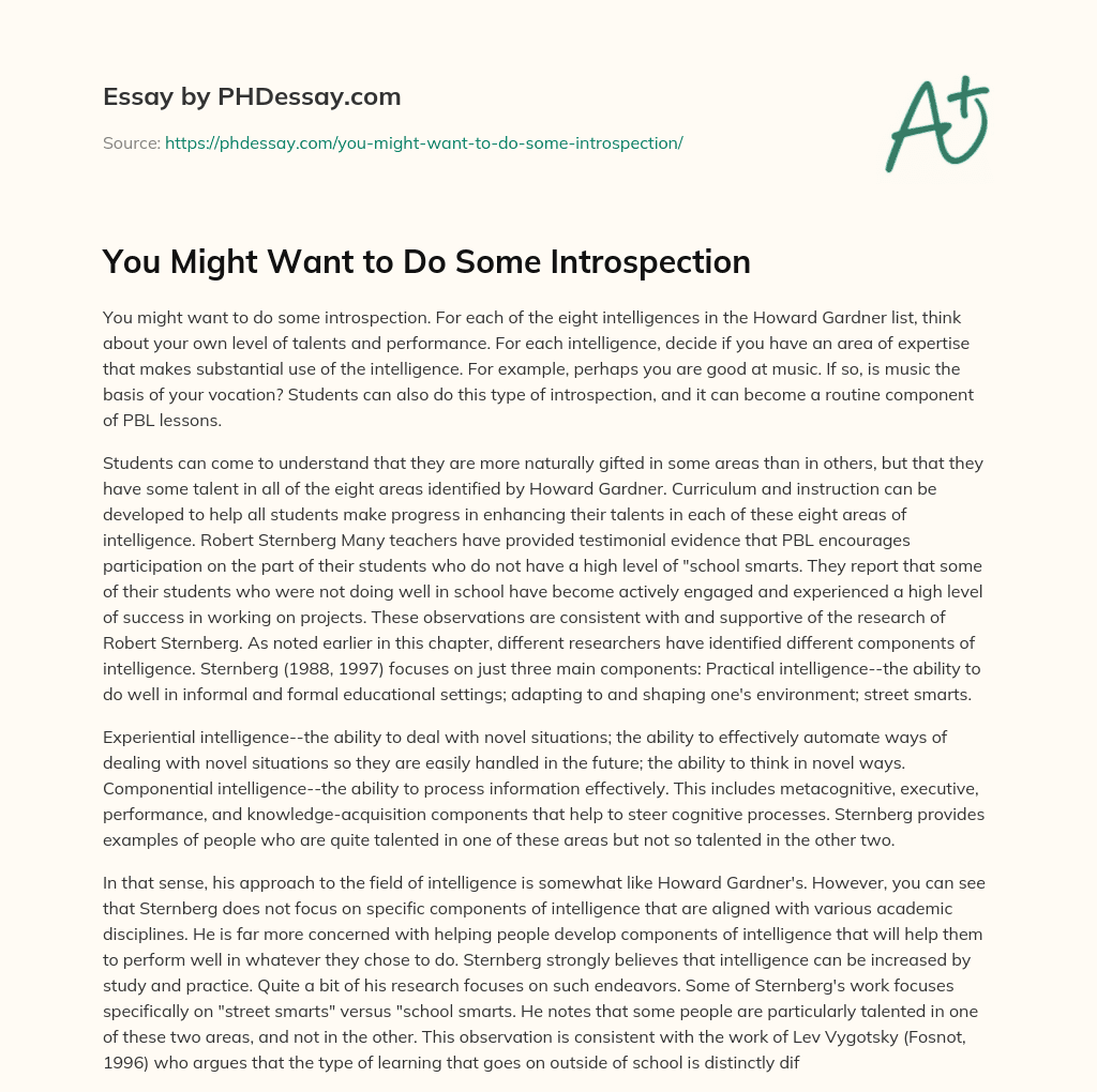 You Might Want to Do Some Introspection essay