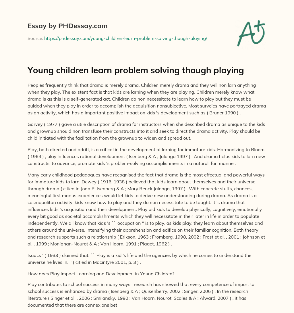 Young children learn problem solving though playing essay