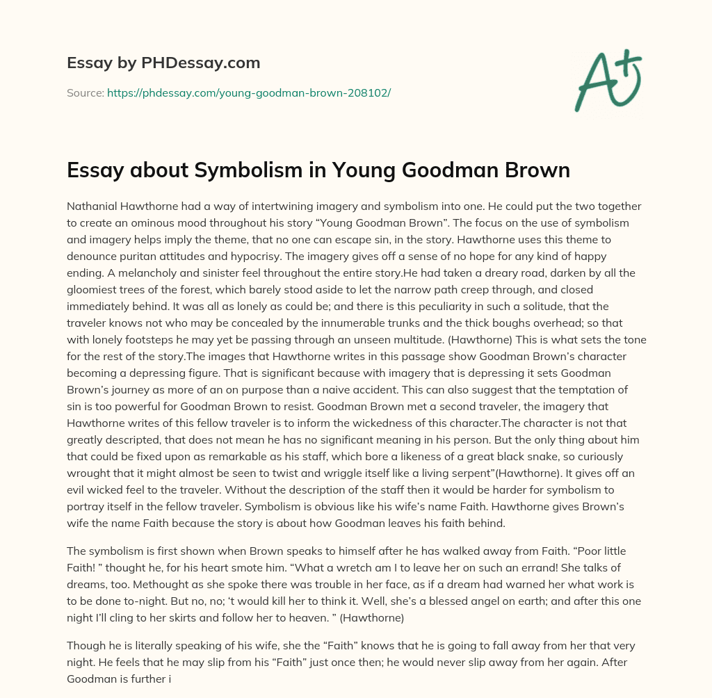 Essay about Symbolism in Young Goodman Brown essay