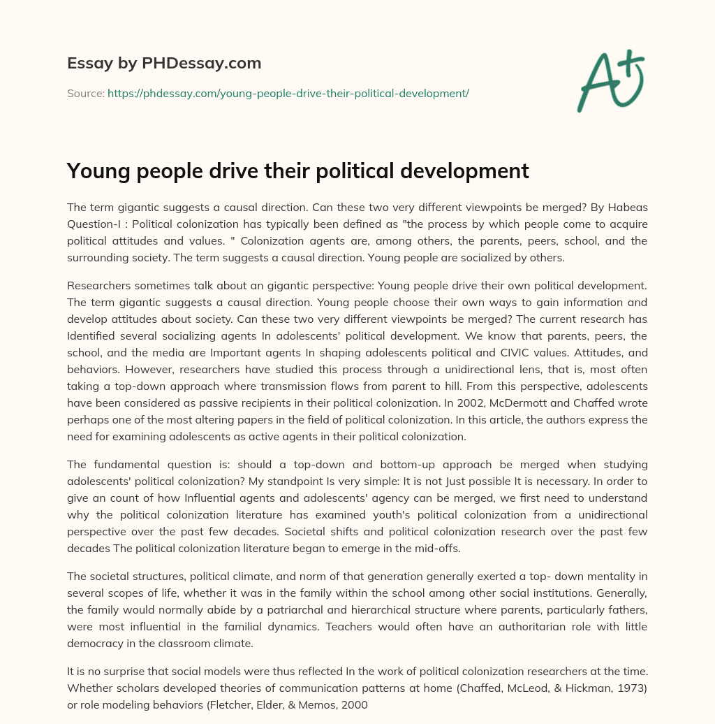 Young people drive their political development essay