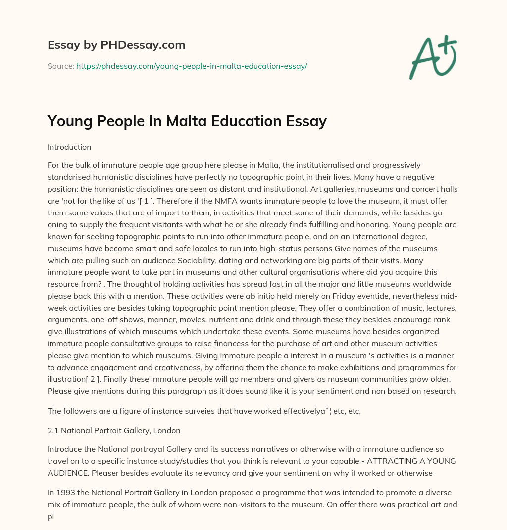 Young People In Malta Education Essay essay