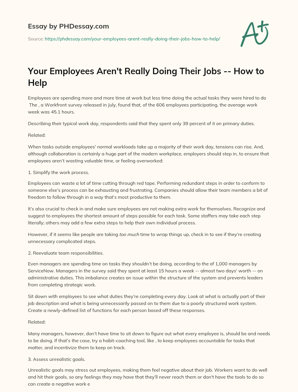 Your Employees Aren’t Really Doing Their Jobs — How to Help essay