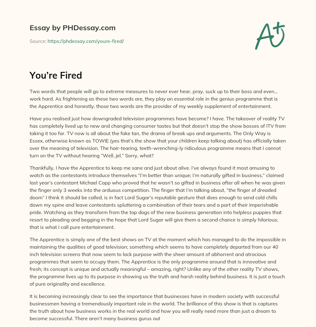 You’re Fired essay
