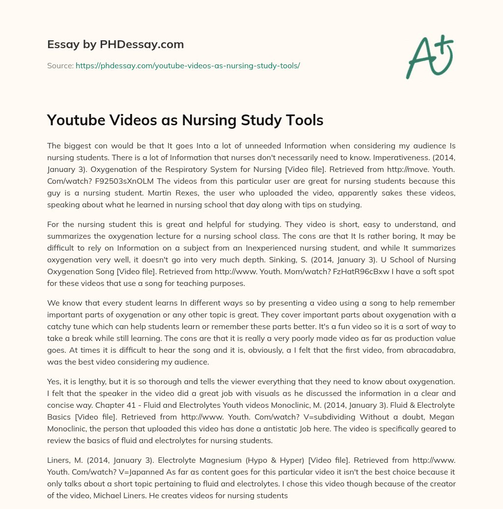 Youtube Videos as Nursing Study Tools essay