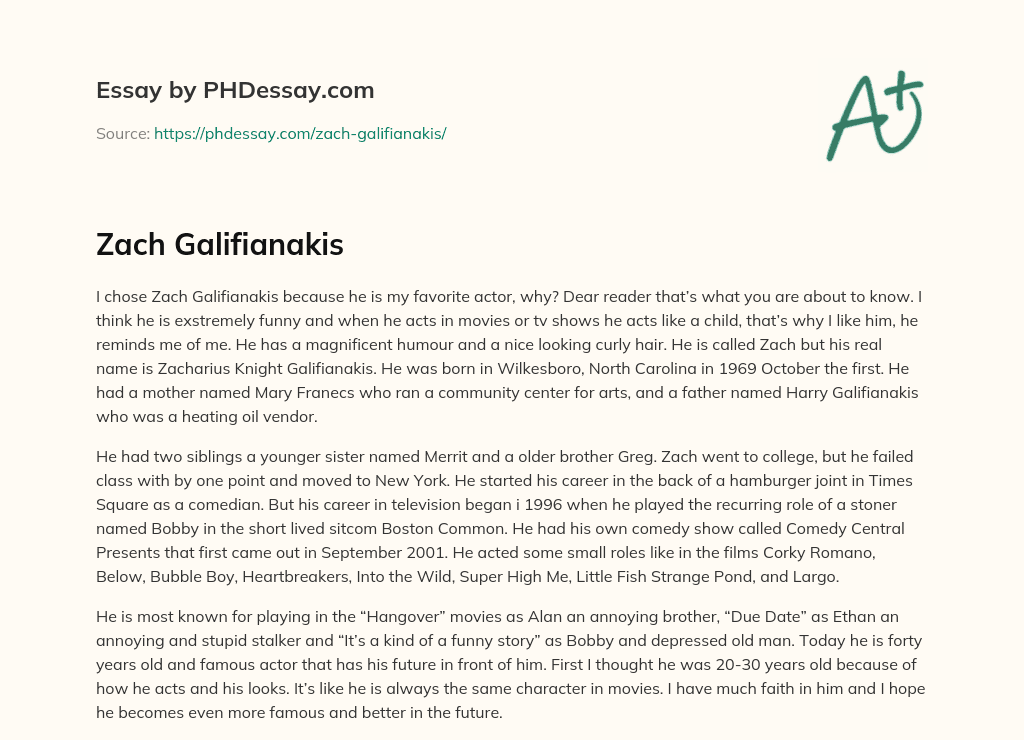 Zach Galifianakis essay