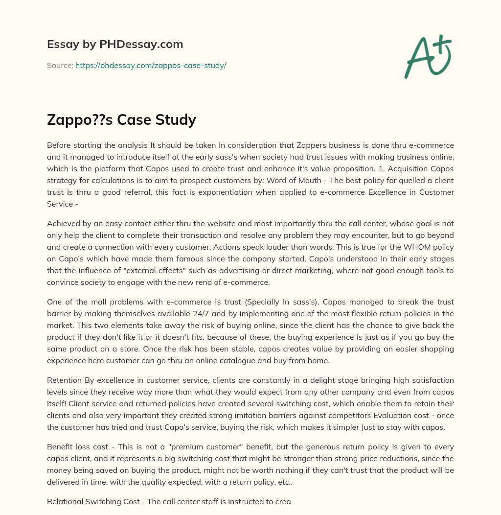 Zappo??s Case Study essay