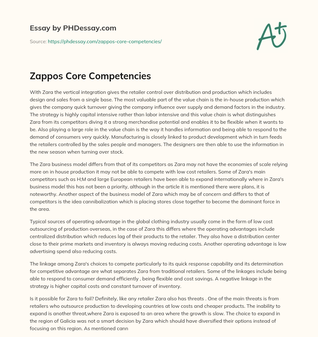 Zappos Core Competencies essay