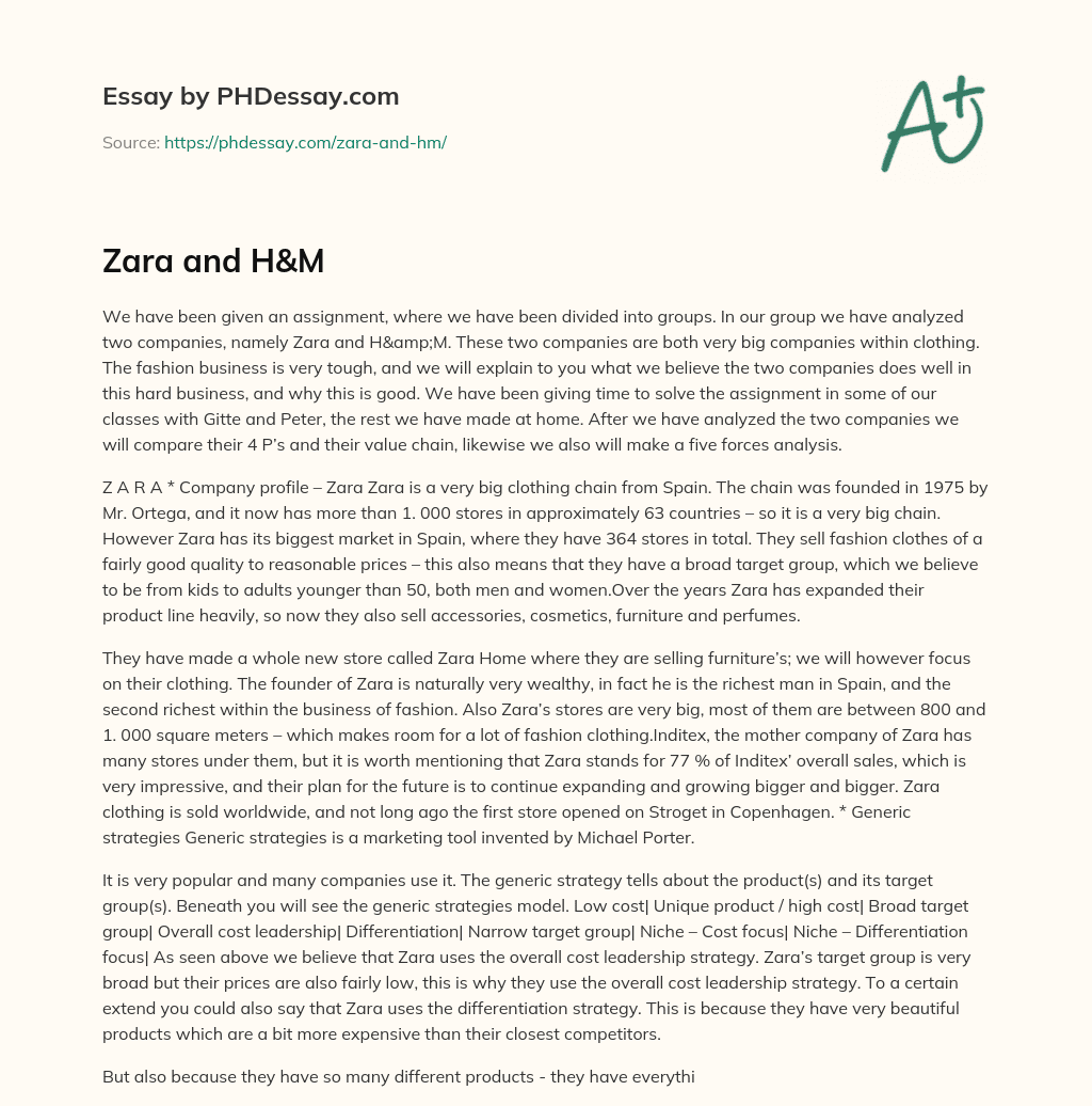 Zara and H&M essay