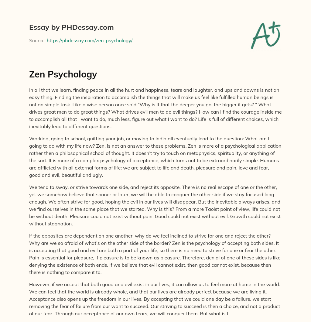 Zen Psychology essay