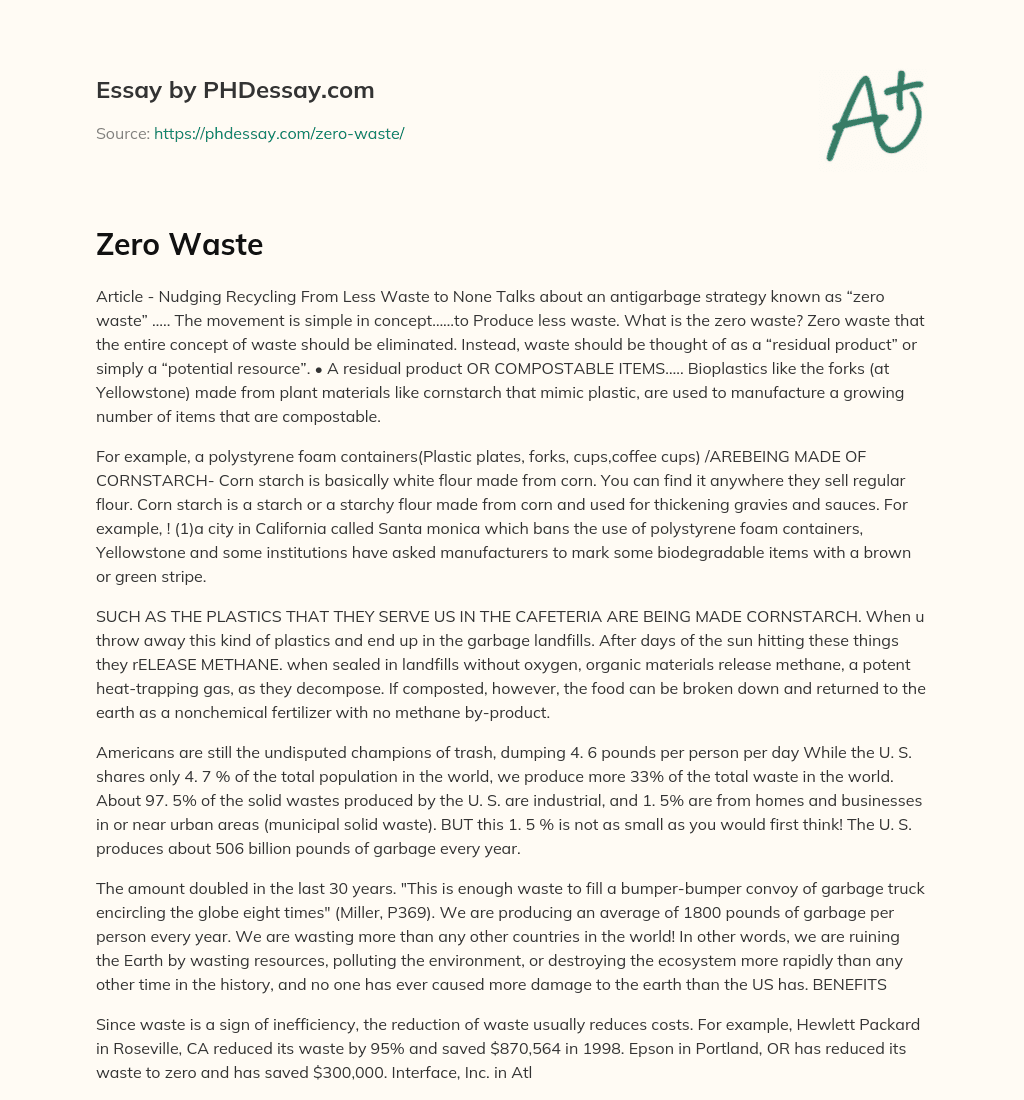 zero waste month essay