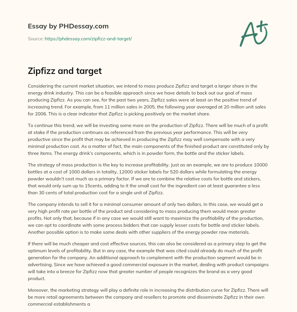 Zipfizz and target essay