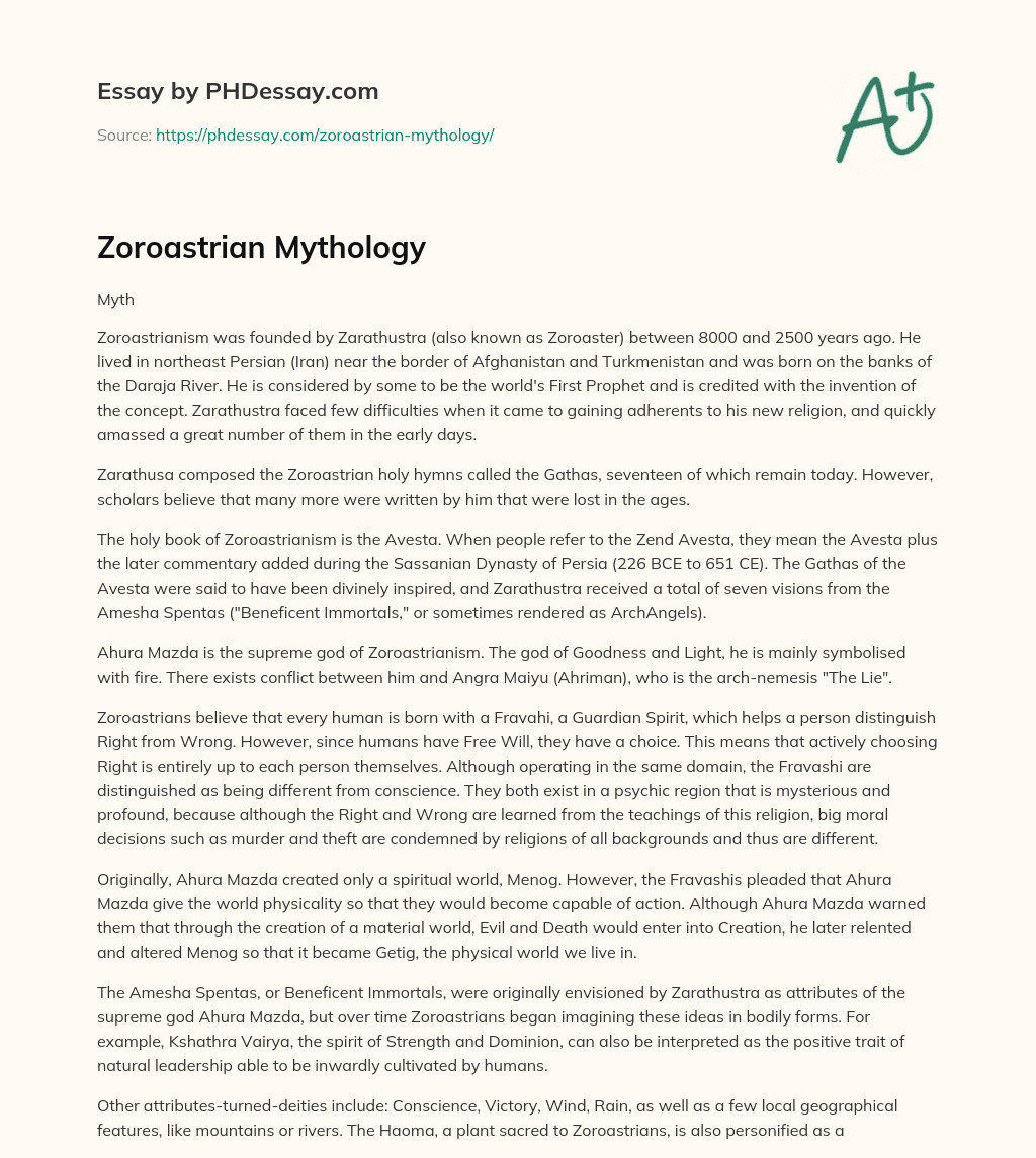Zoroastrian Mythology essay