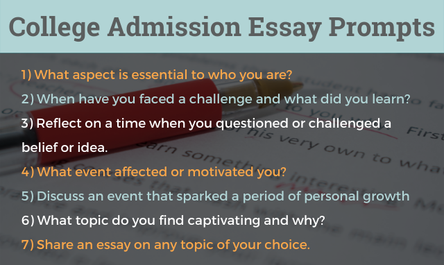 College admission essay prompts
