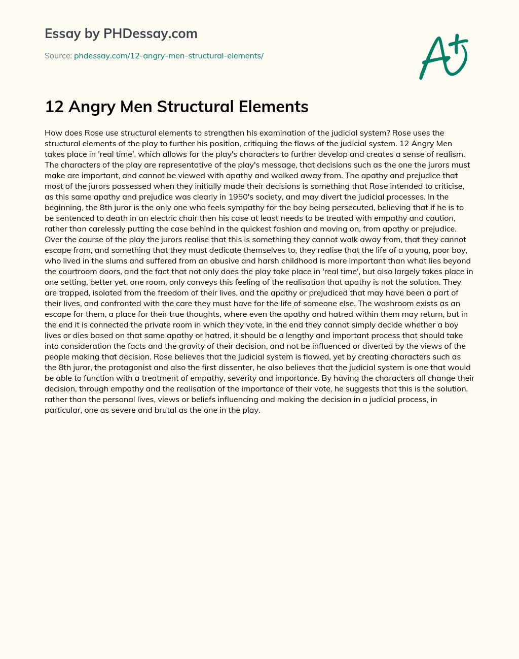 12 Angry Men Structural Elements essay