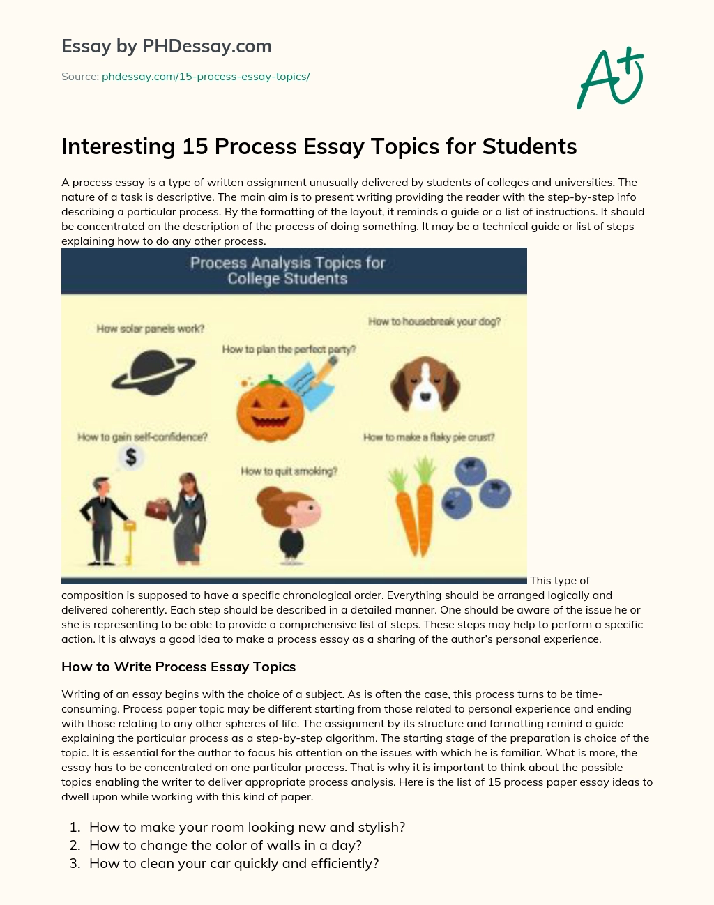 Interesting 15 Process Essay Topics for Students essay