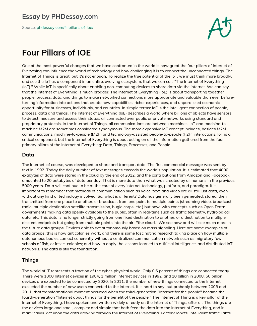 Four Pillars of IOE essay