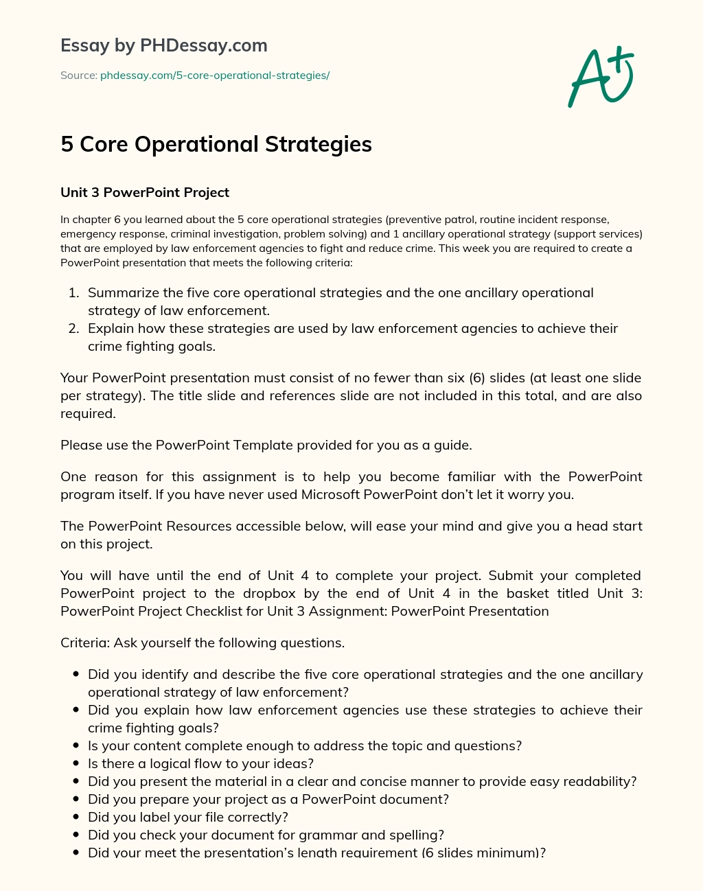 5 Core Operational Strategies essay