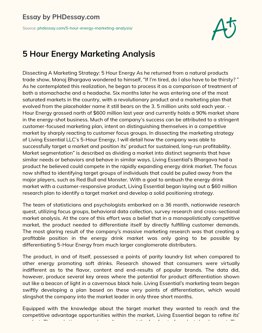 5 Hour Energy Marketing Analysis essay