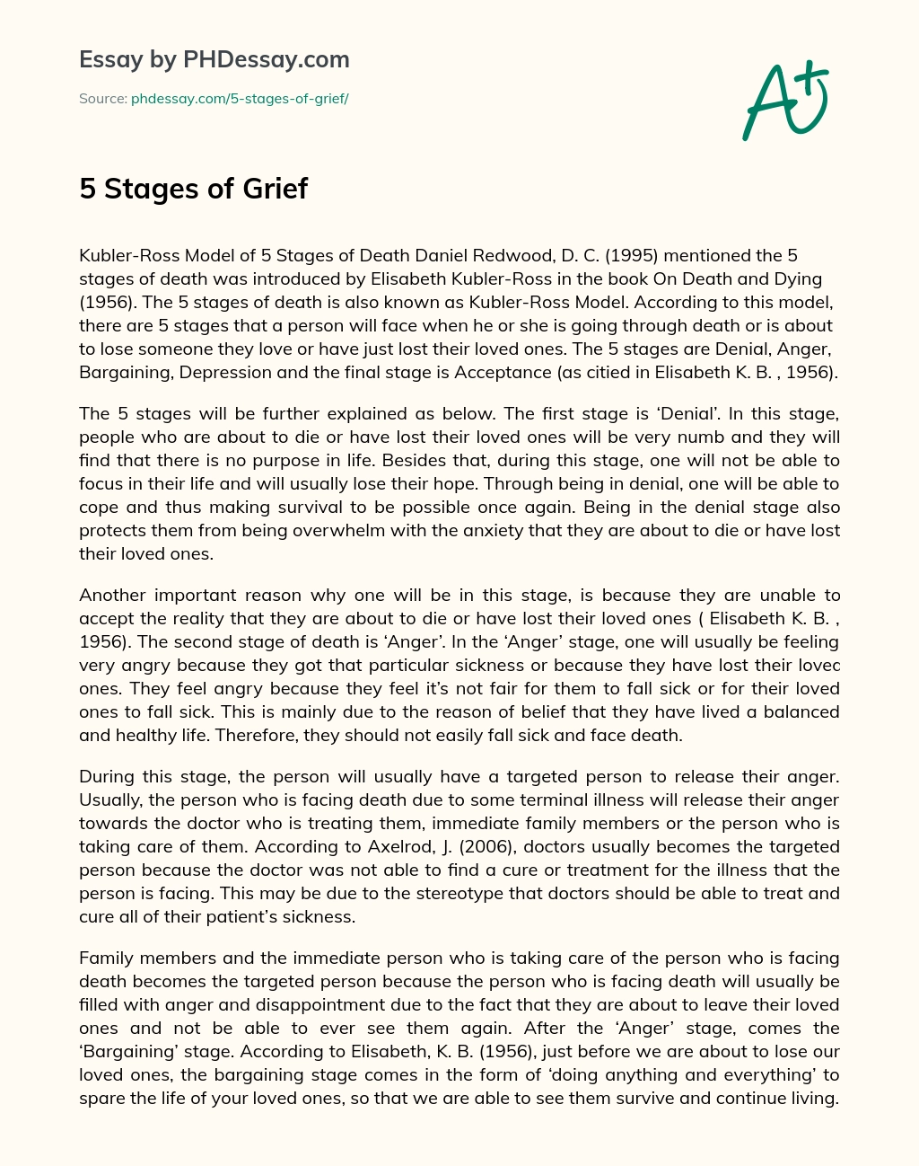 5 Stages of Grief essay