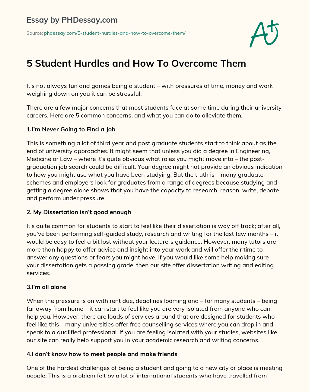 5 Student Hurdles and How To Overcome Them essay