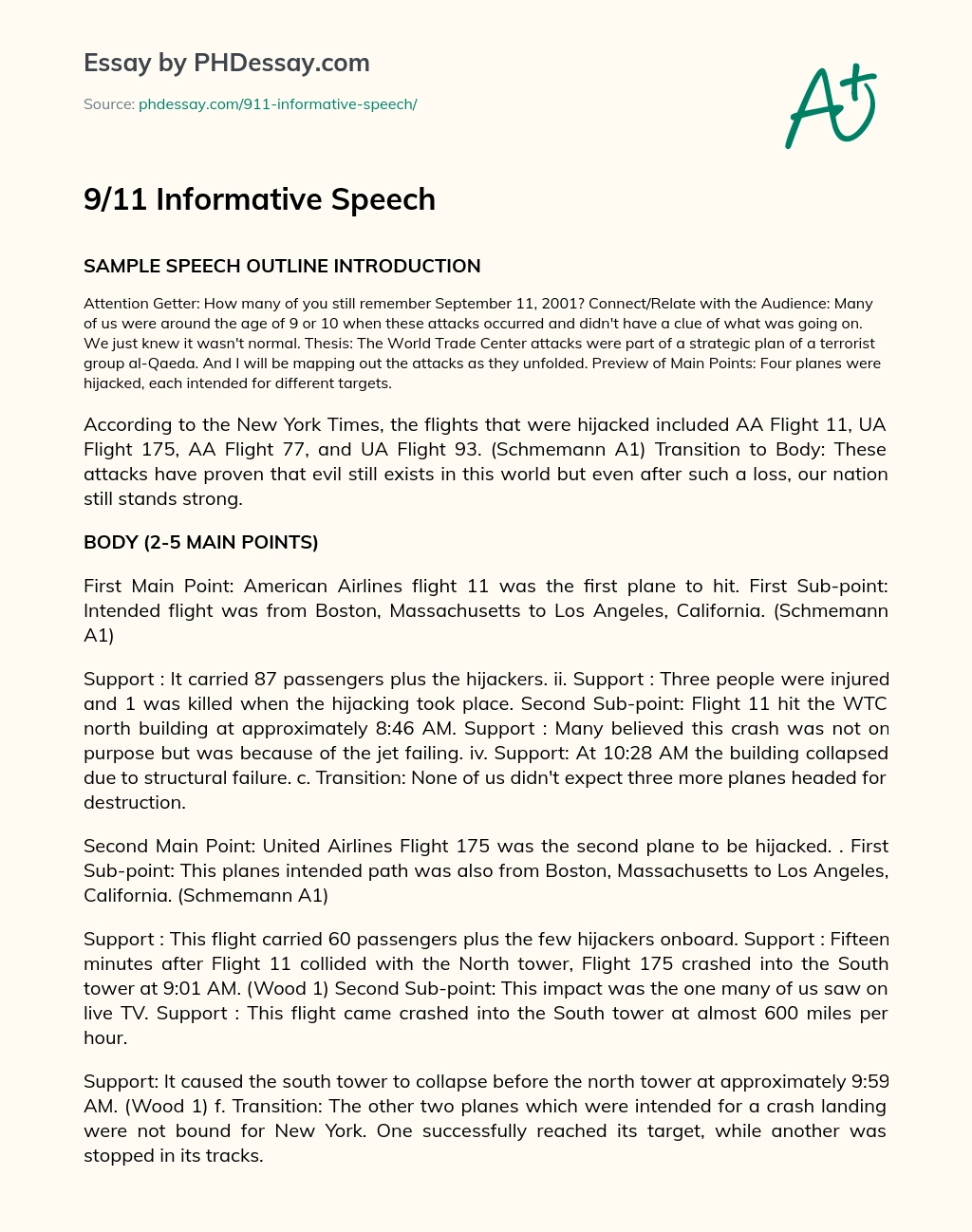 9/11 Informative Speech essay