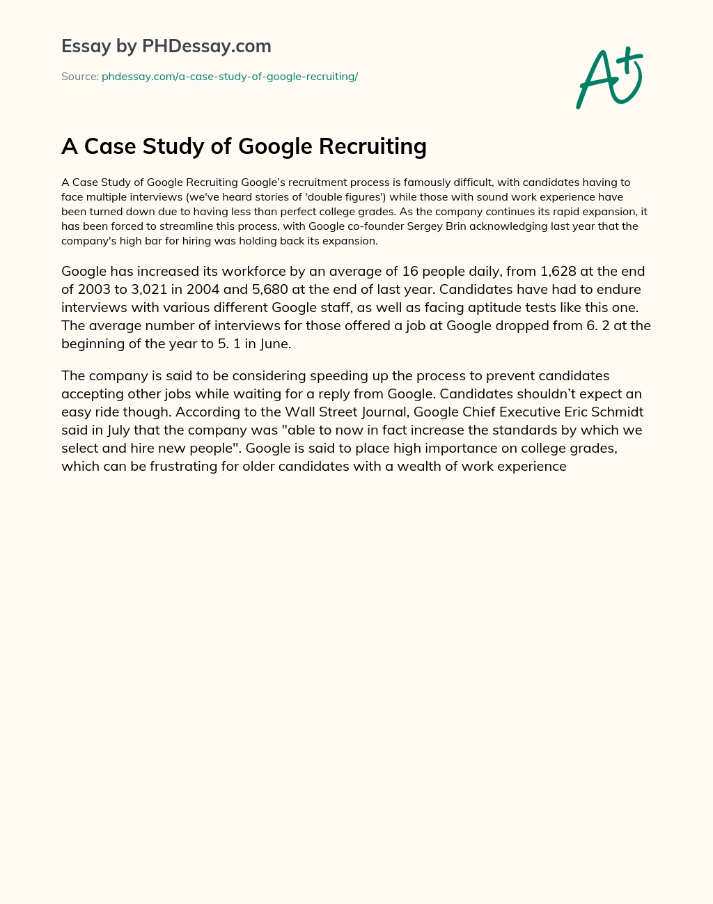 a case study of google recruiting