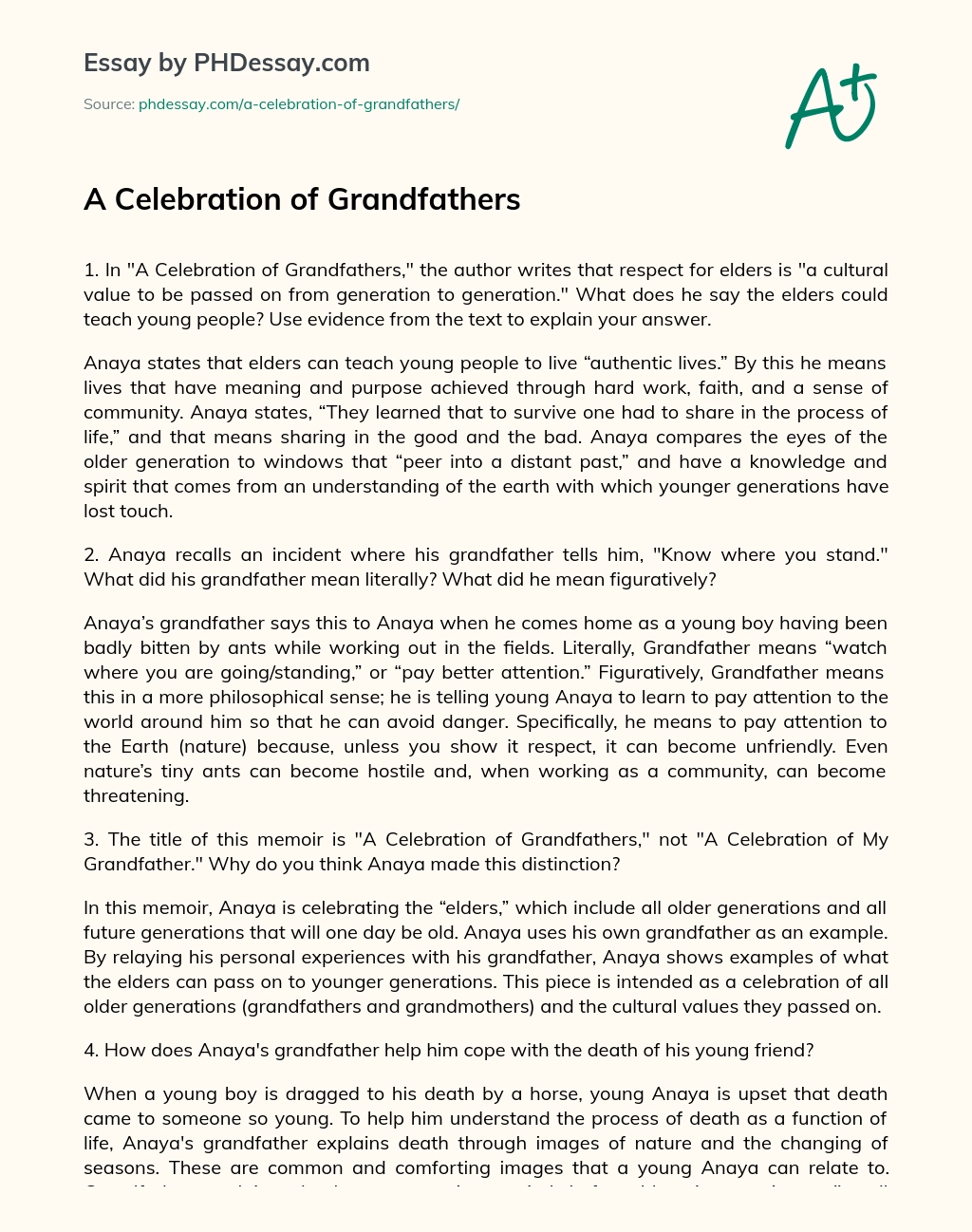 A Celebration of Grandfathers essay