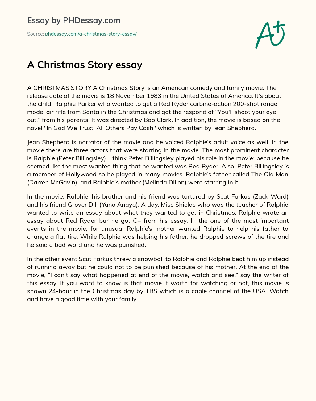 A Christmas Story essay essay