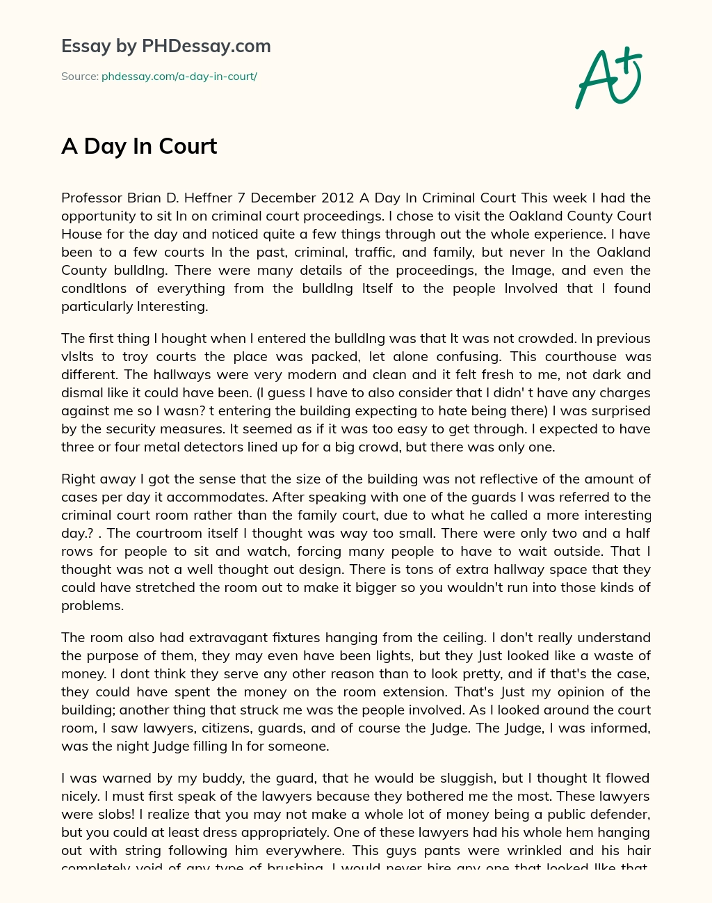 A Day In Court essay