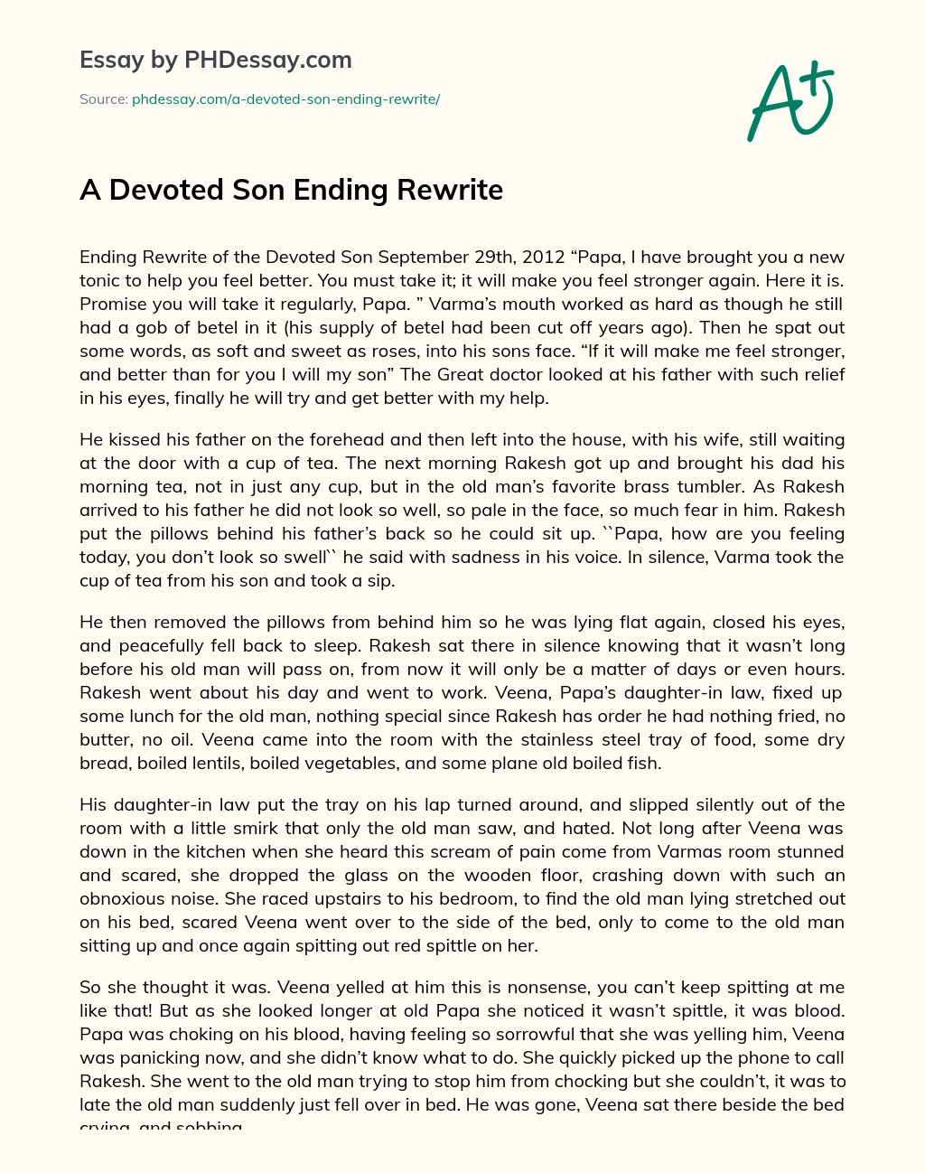 A Devoted Son Ending Rewrite essay