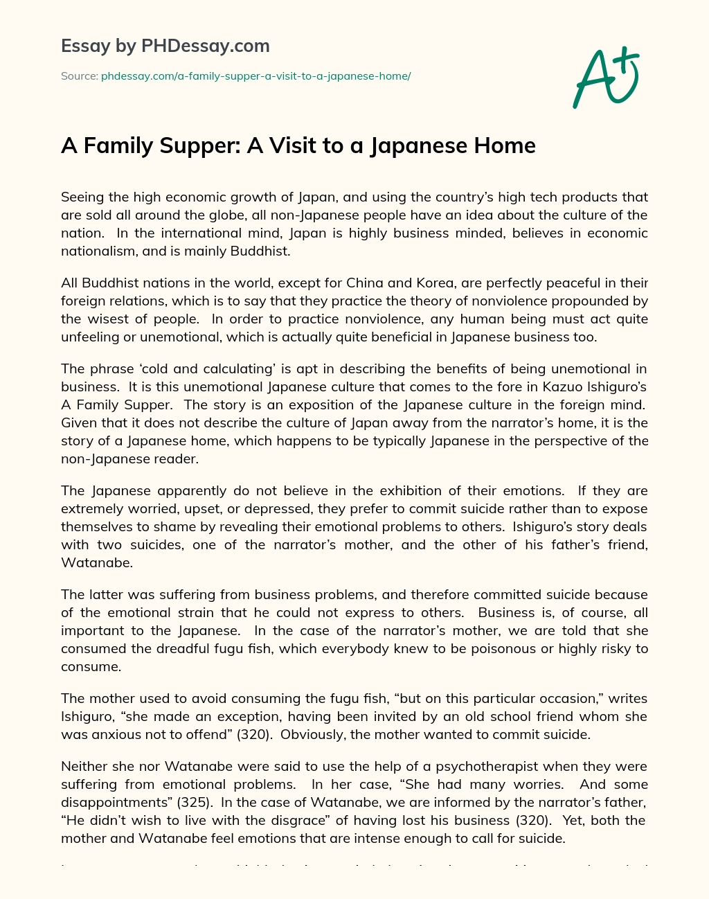 A Family Supper: A Visit to a Japanese Home essay