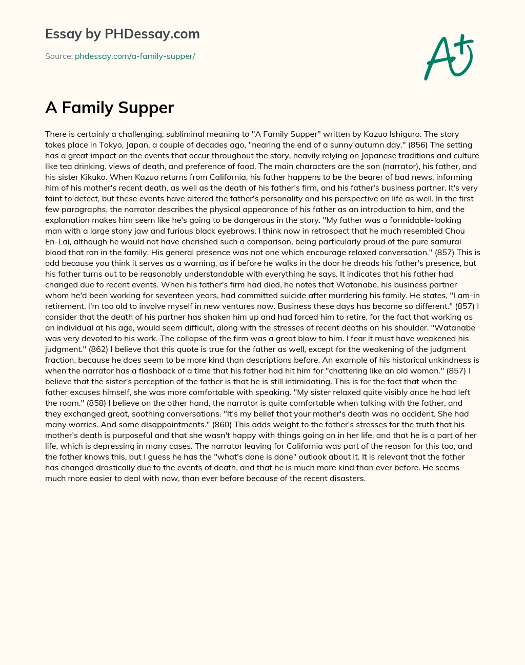 A Family Supper essay