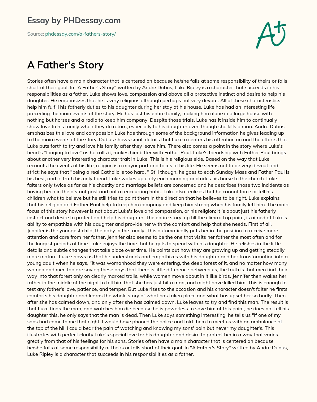 A Father’s Story essay