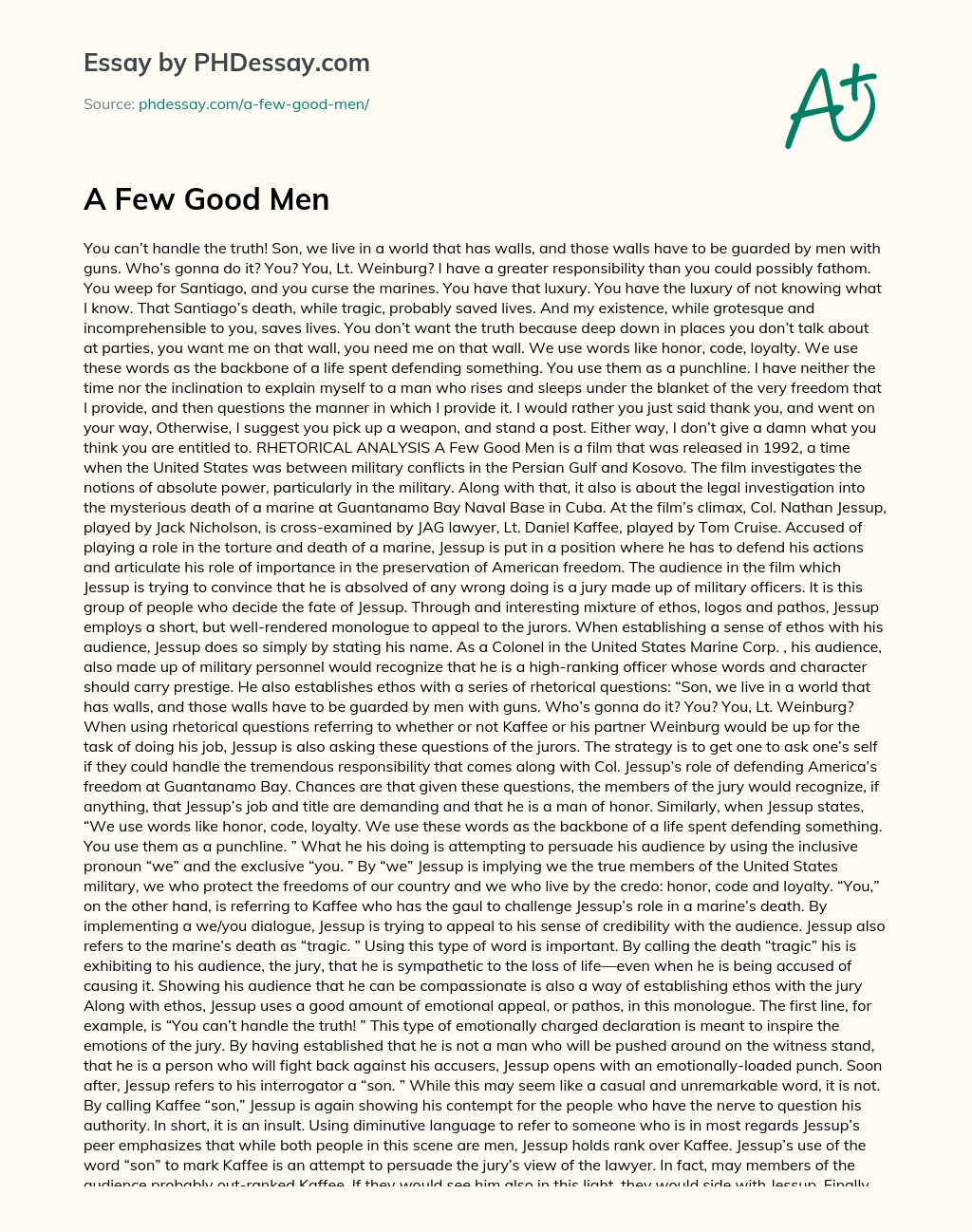 A Few Good Men essay