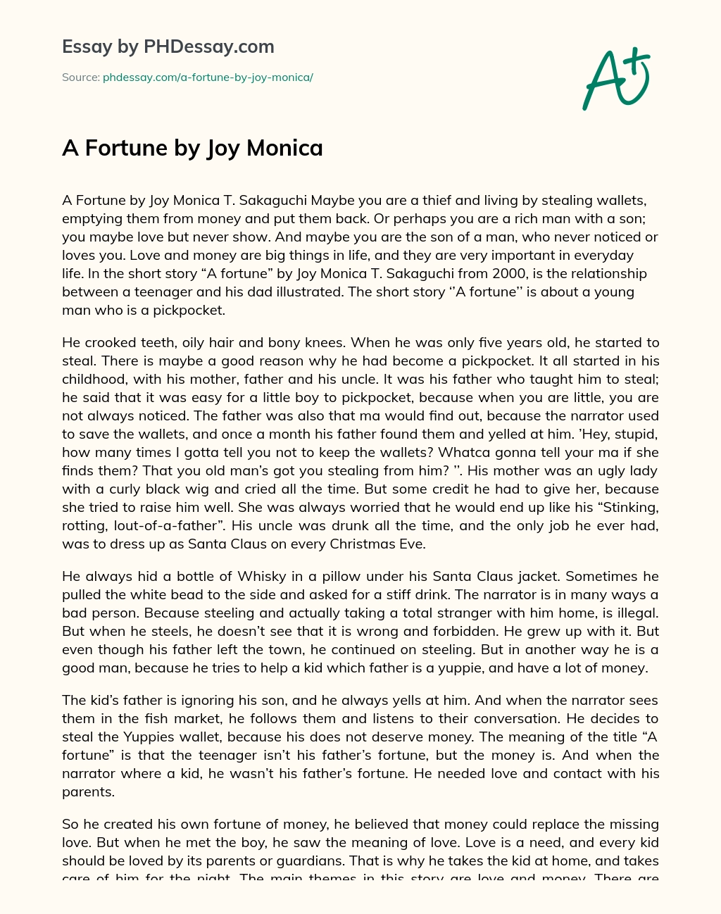 A Fortune by Joy Monica essay