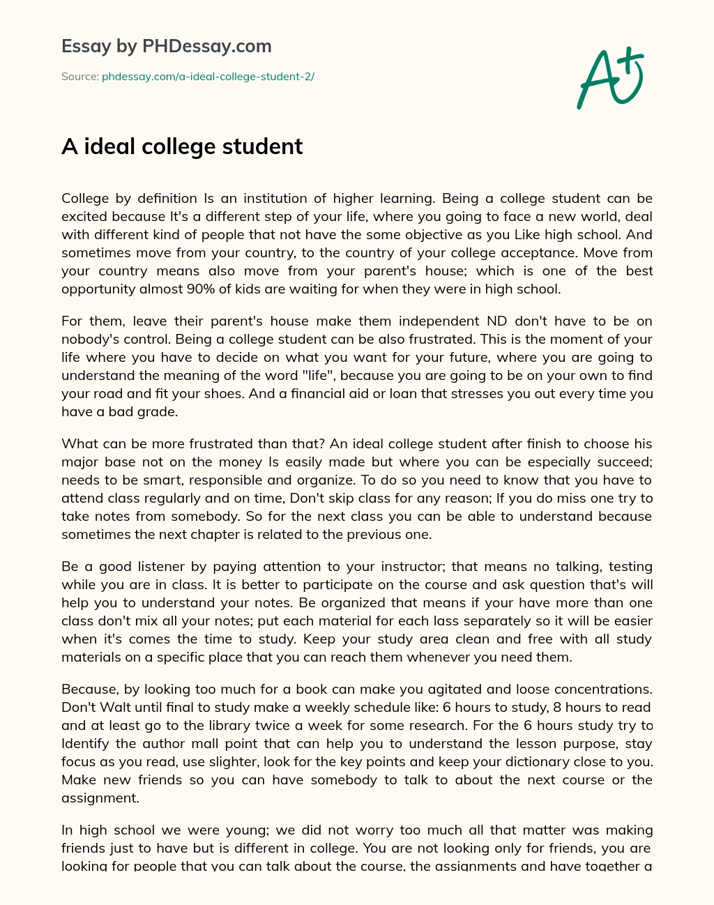 ideal college essay