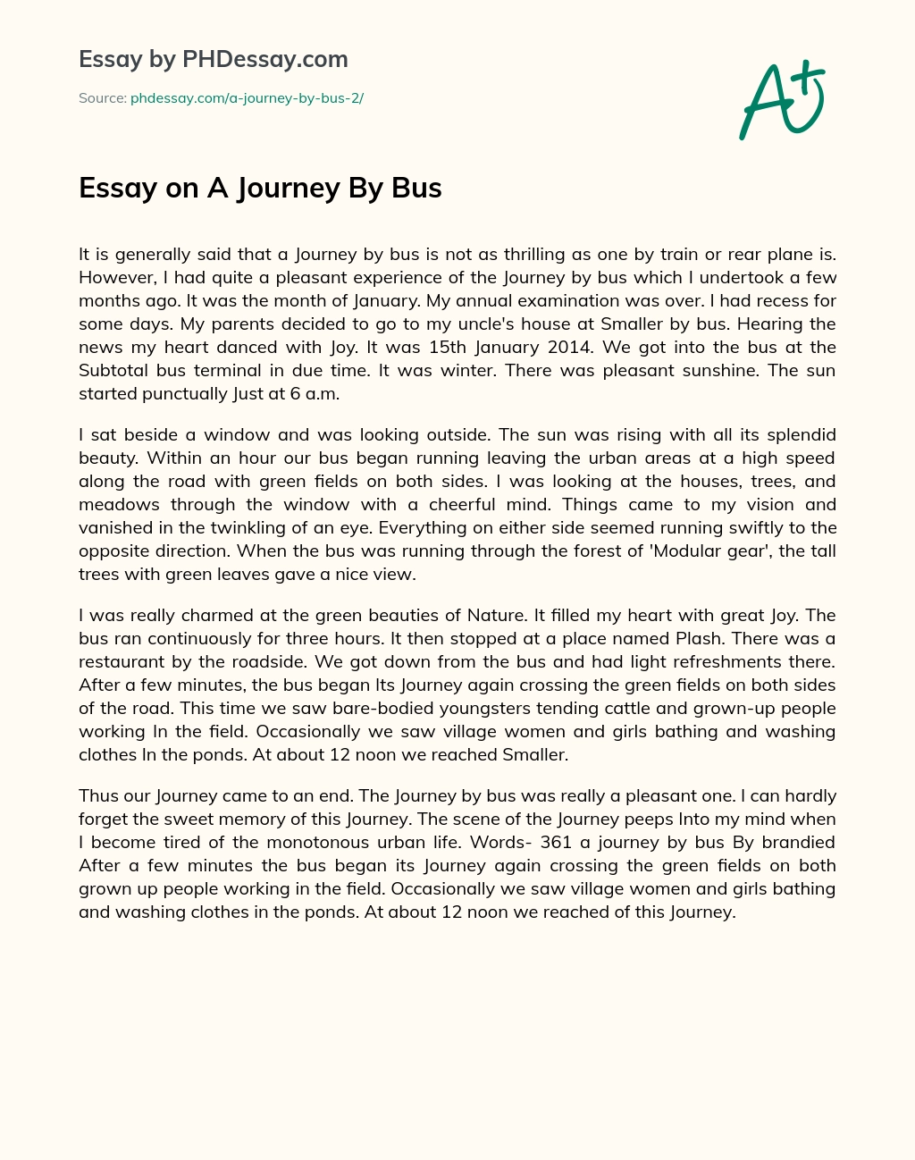 Essay on A Journey By Bus essay