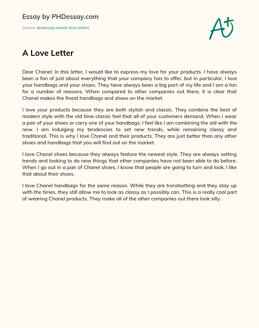 A Love Letter essay