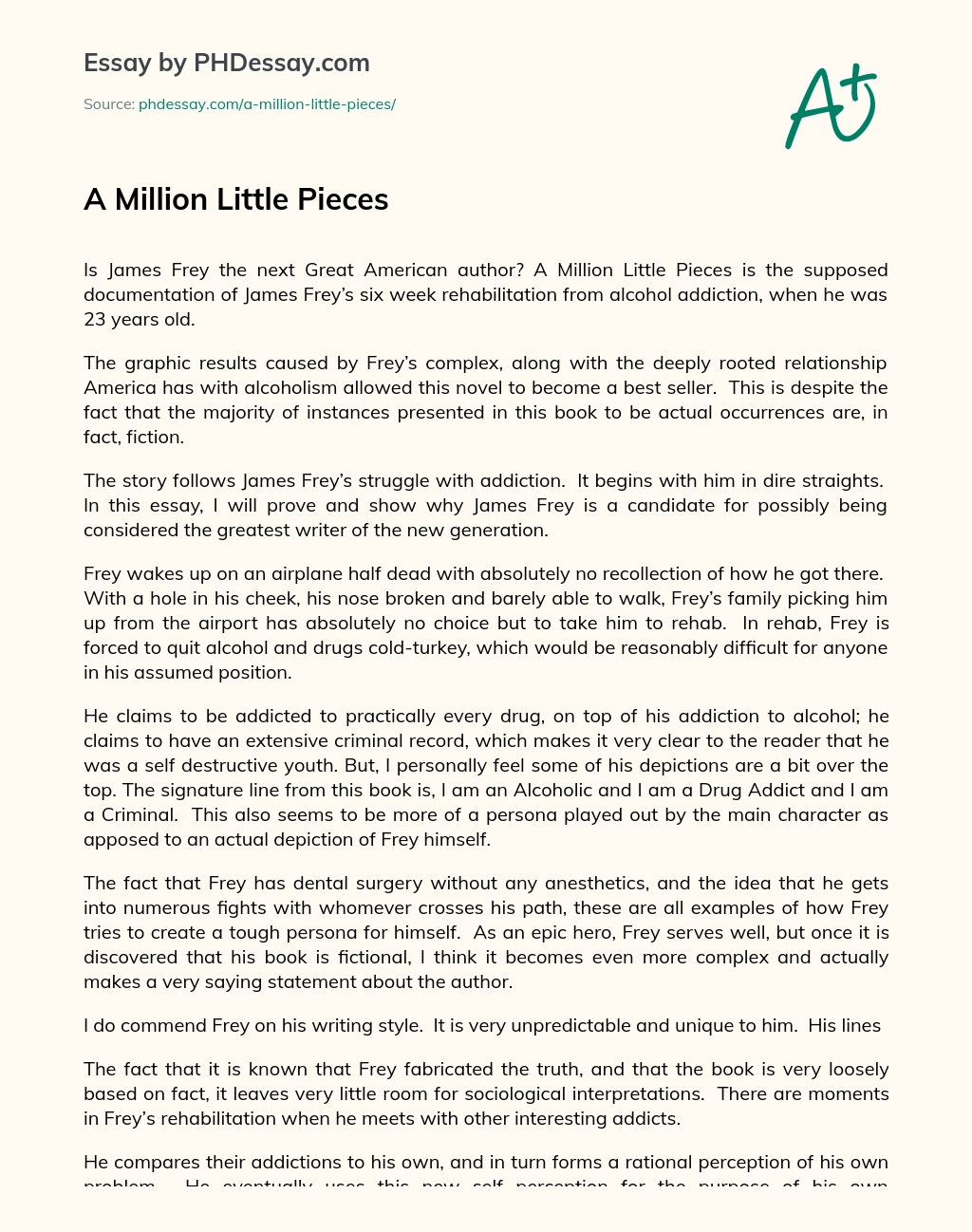 A Million Little Pieces essay