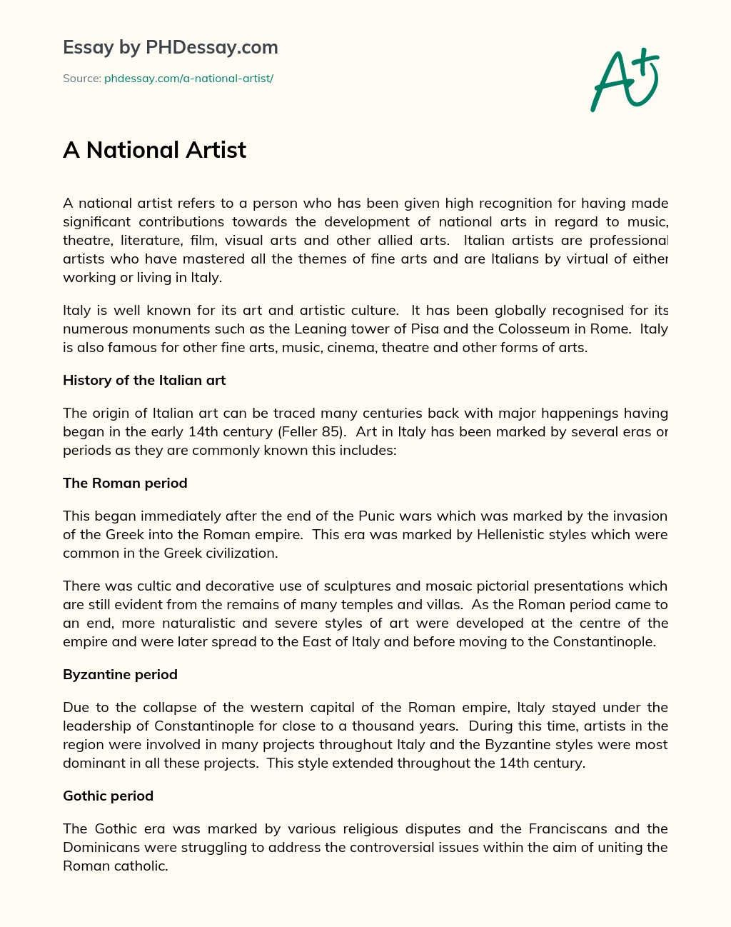 A National Artist essay
