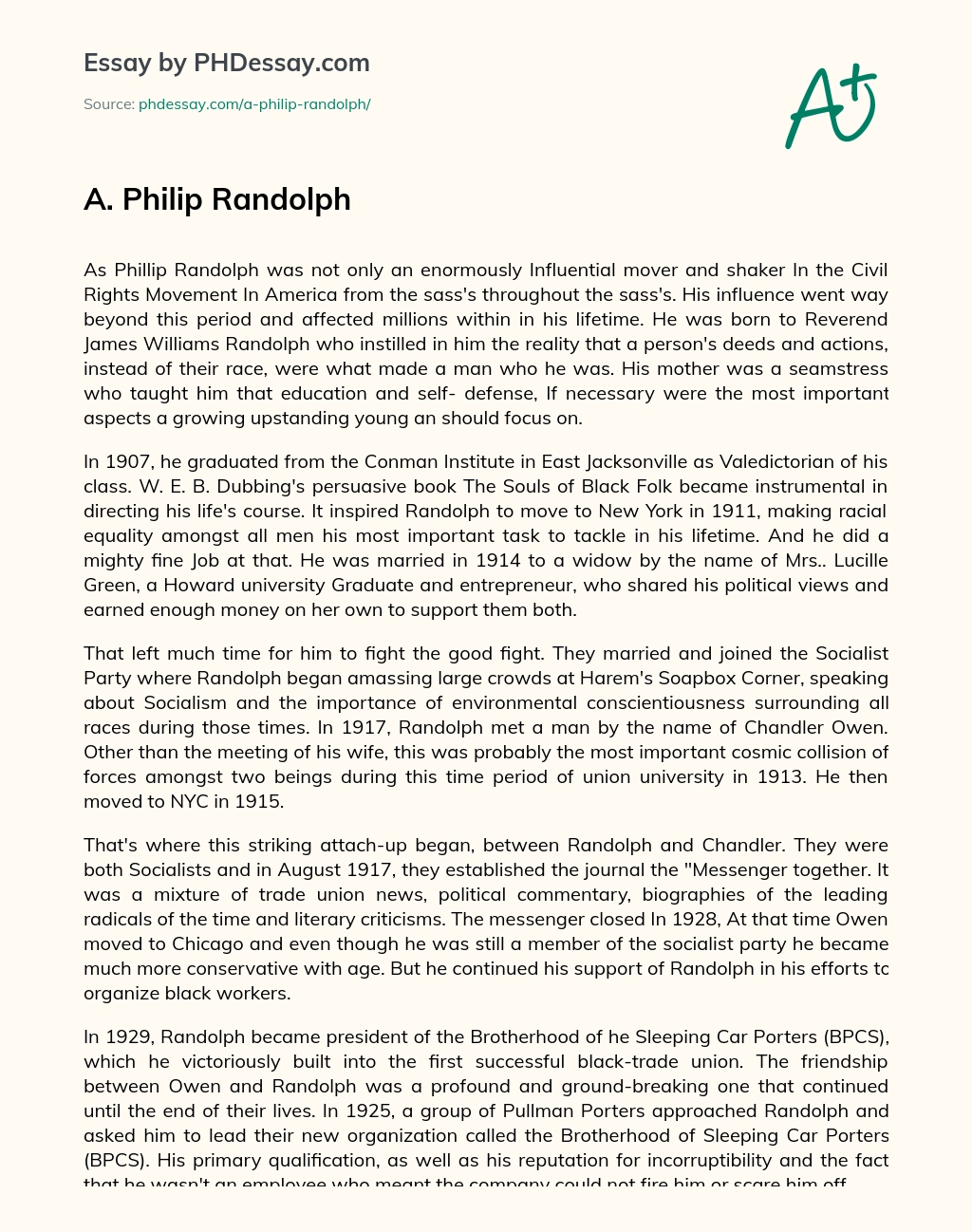 A. Philip Randolph essay