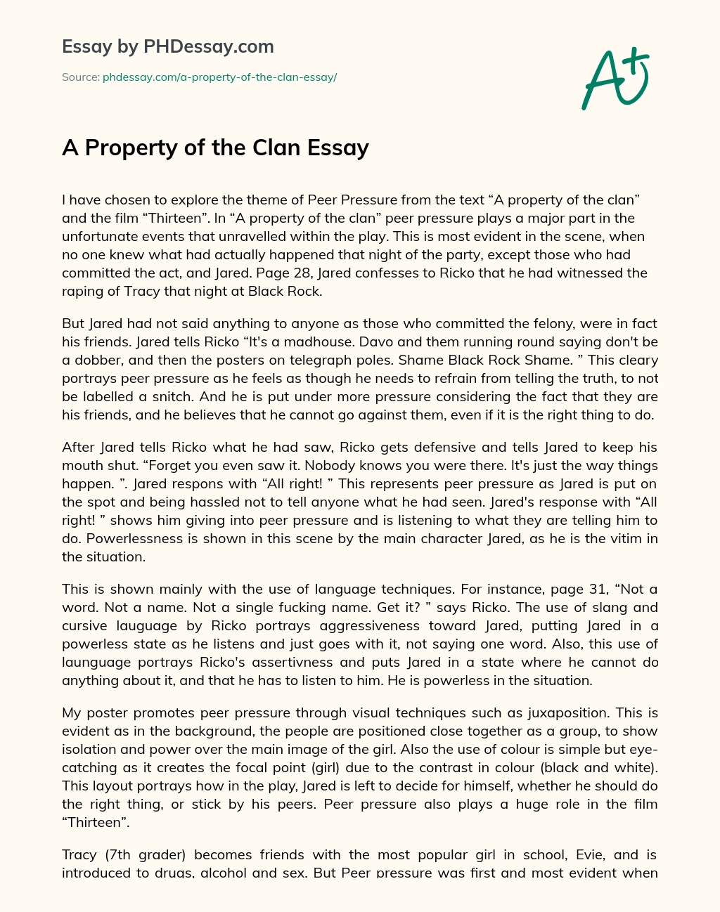A Property of the Clan Essay essay