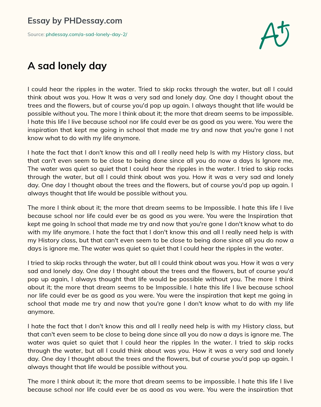 A sad lonely day essay