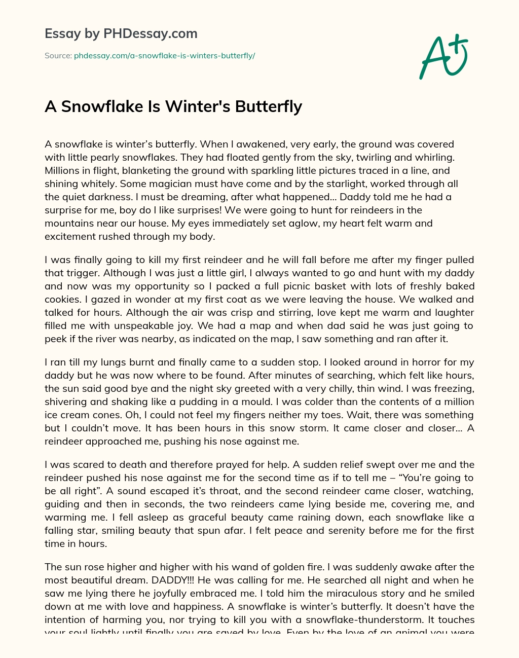A Snowflake Is Winter’s Butterfly essay