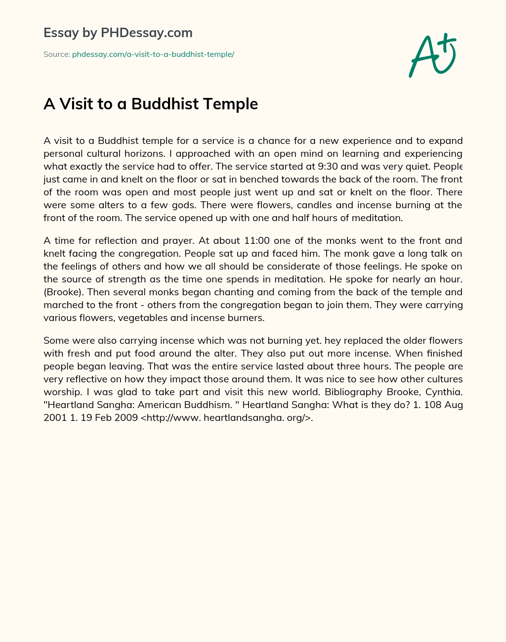 temple visit essay