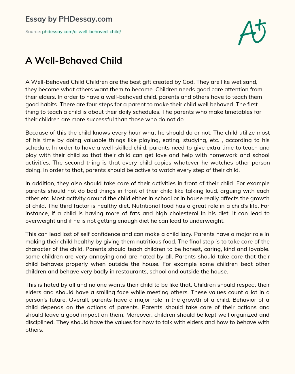 A Well-Behaved Child essay