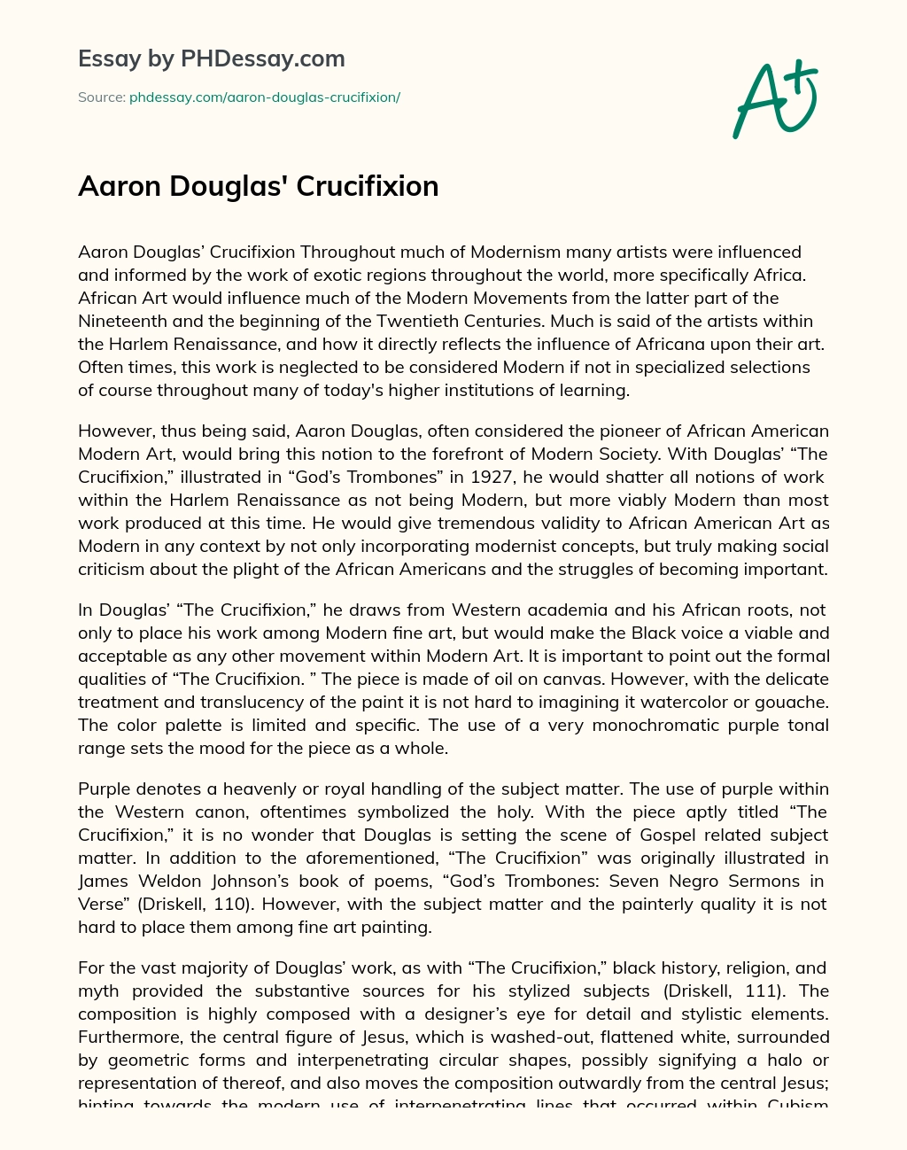 Aaron Douglas’ Crucifixion essay