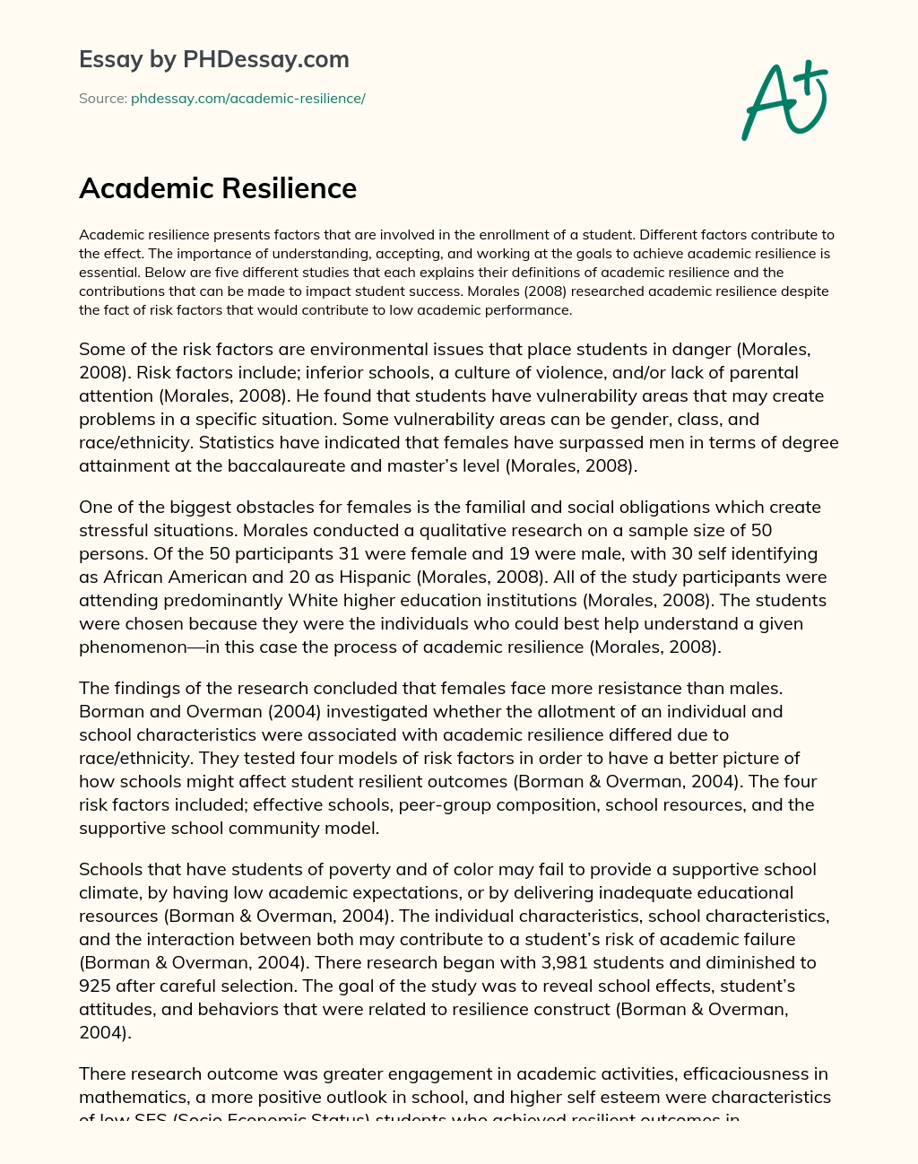 Academic Resilience essay