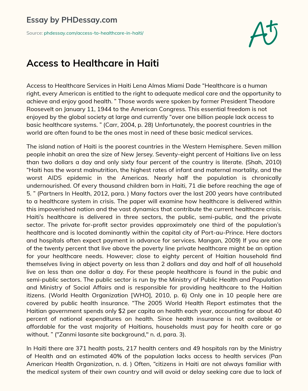 Access to Healthcare in Haiti essay